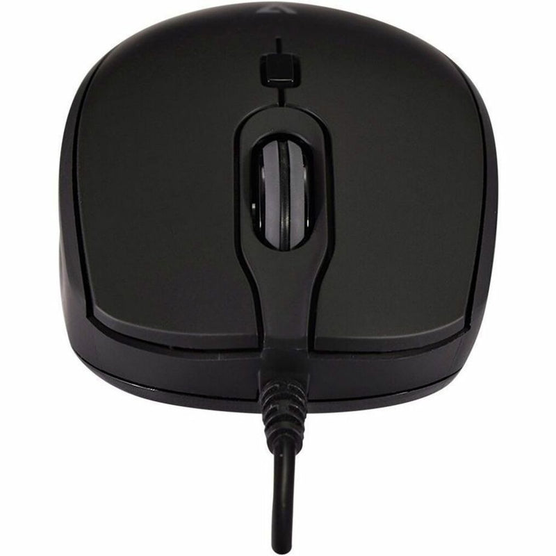 Front view of V7 MU350 mouse highlighting scroll wheel and button design