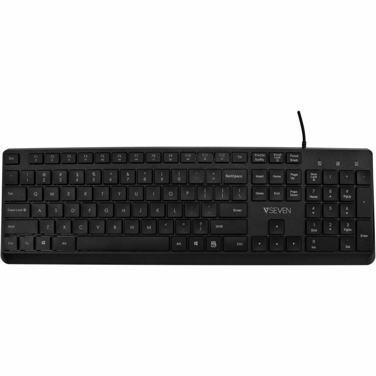 V7 KU350US USB Quiet Keyboard - US Layout - English (US) - QWERTY - Business - Black - USB-A Connectivity - Full Size - USB Interface - Plug and play - Windows - MacOS - ChromeOS - Multimedia keys - Lasered keycaps - Multimedia Hot Key(s)