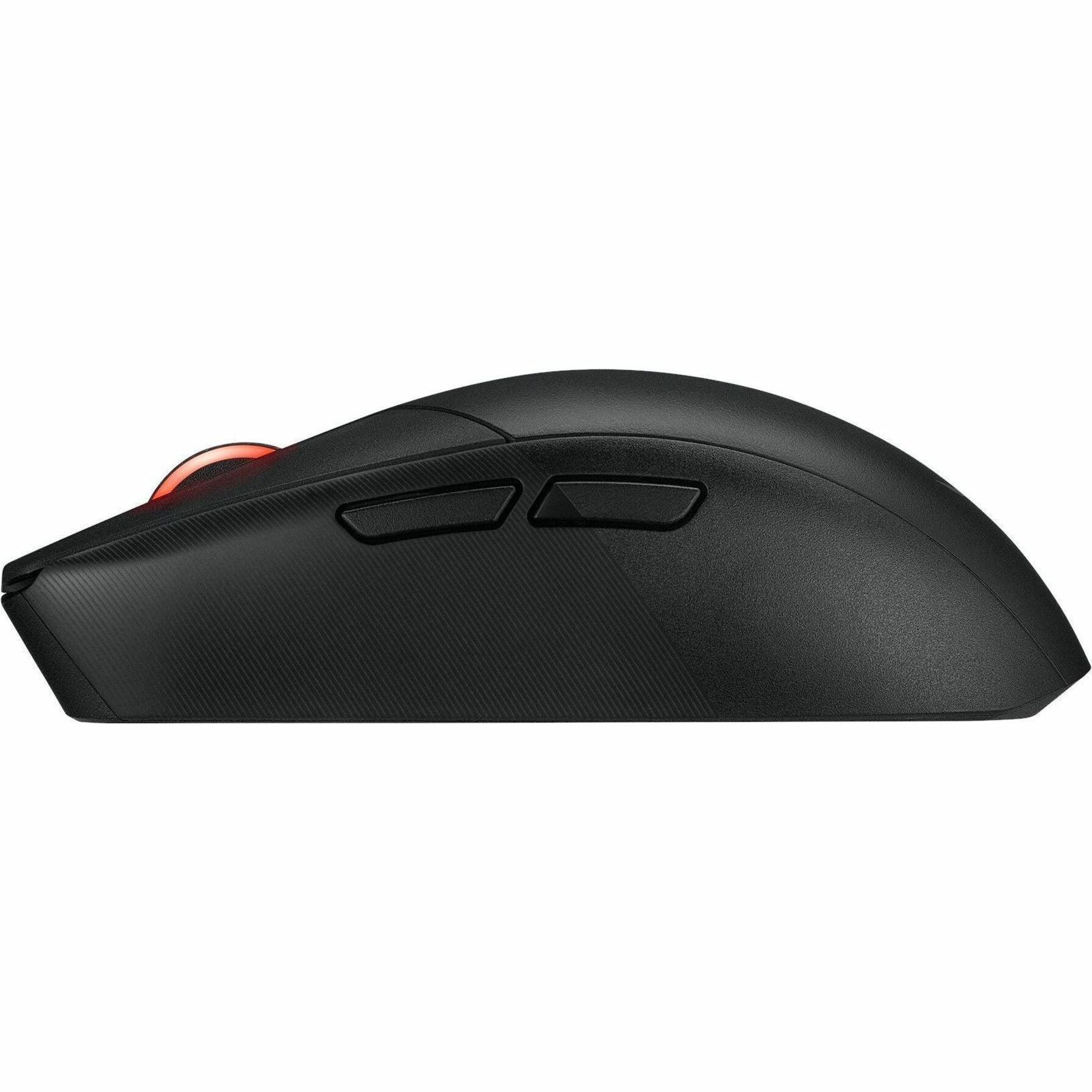 Close-up side view of the ROG Strix Impact III Wireless gaming mouse highlighting its side buttons and texture-alternate-image5