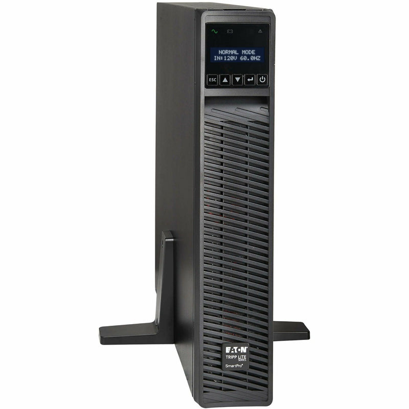 Angled view of Tripp Lite SMART3000RXLTAA UPS in tower configuration