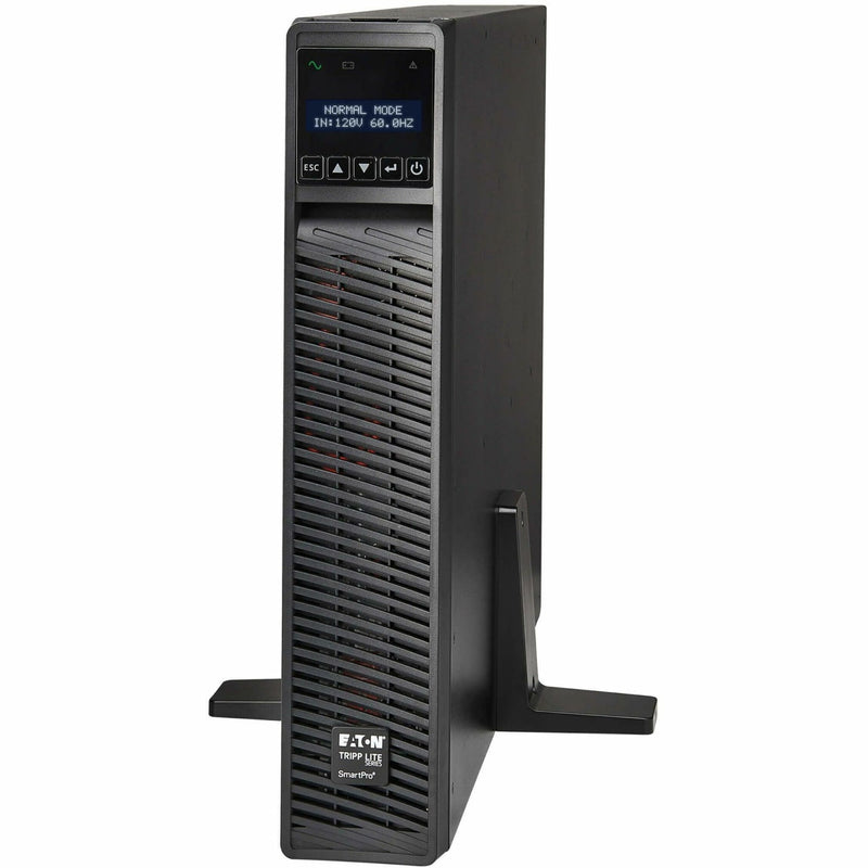 Tower orientation view of Tripp Lite SMART3000RXLTAA UPS with display panel