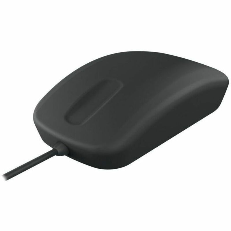 Angled front view of medical mouse highlighting durable construction