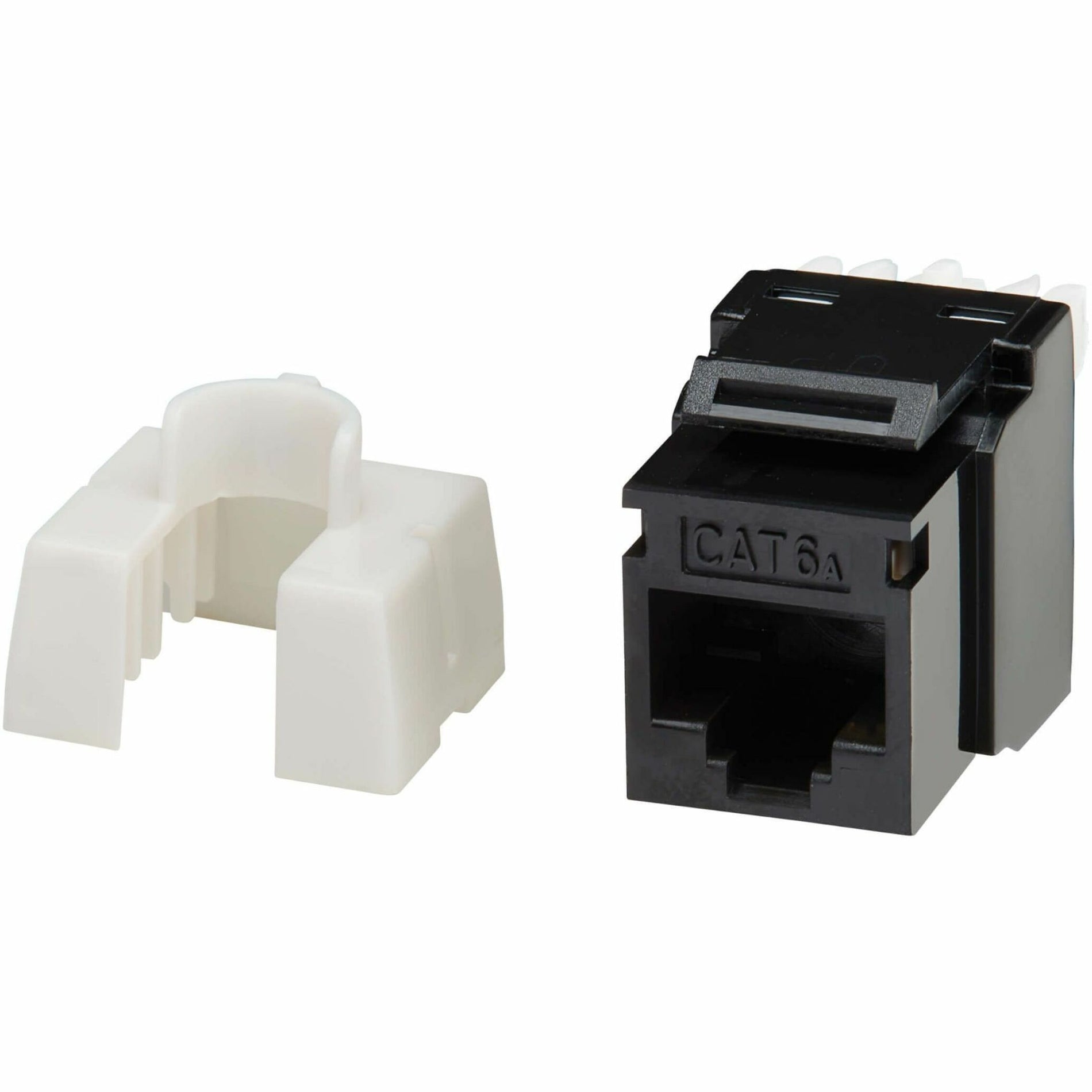 Side view of CAT6A keystone jack showing mounting mechanism and white bracket-alternate-image2