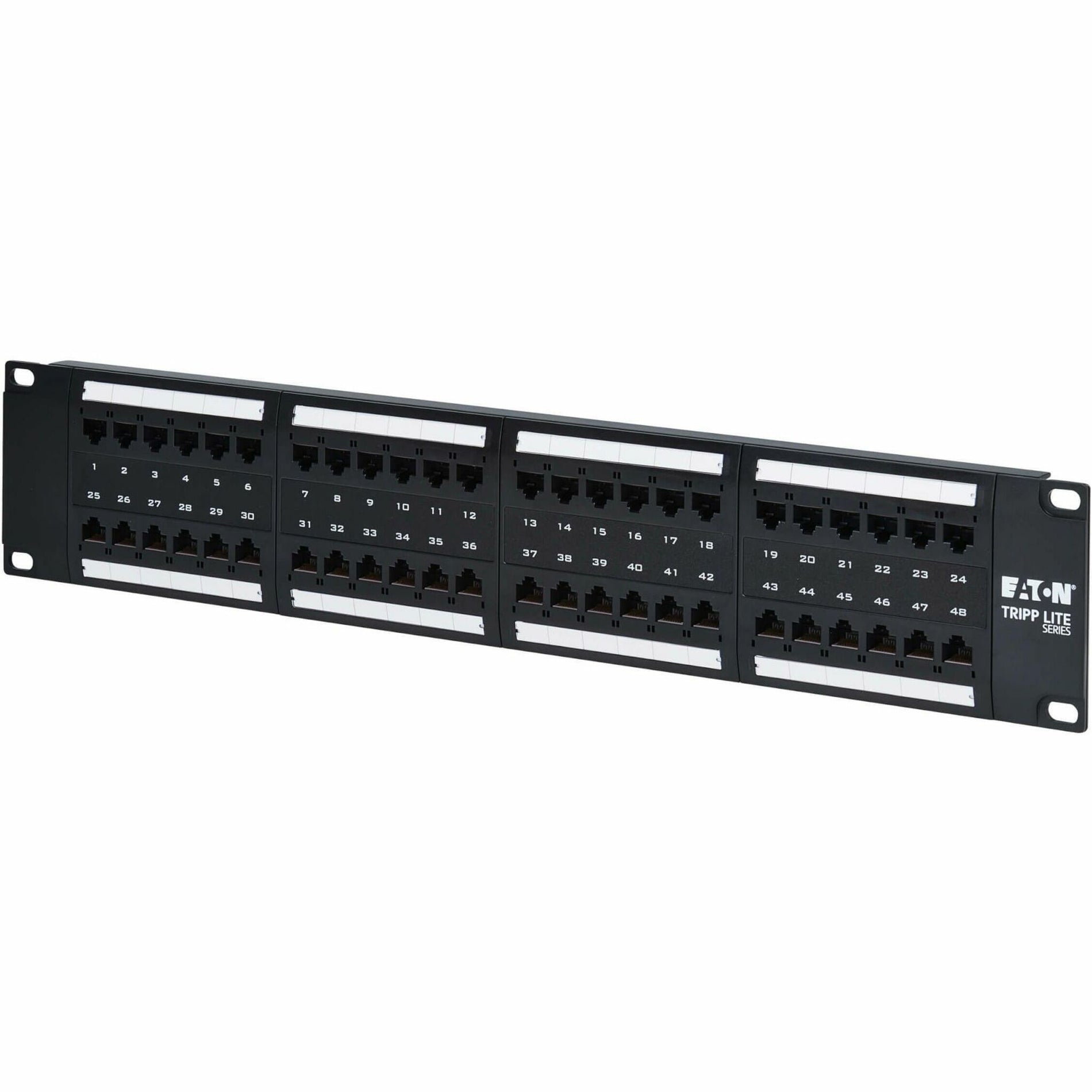 Angled perspective of N252-P48 patch panel showing port layout-alternate-image2