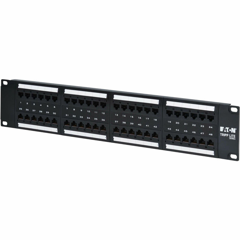 Angled perspective of N252-P48 patch panel showing port layout