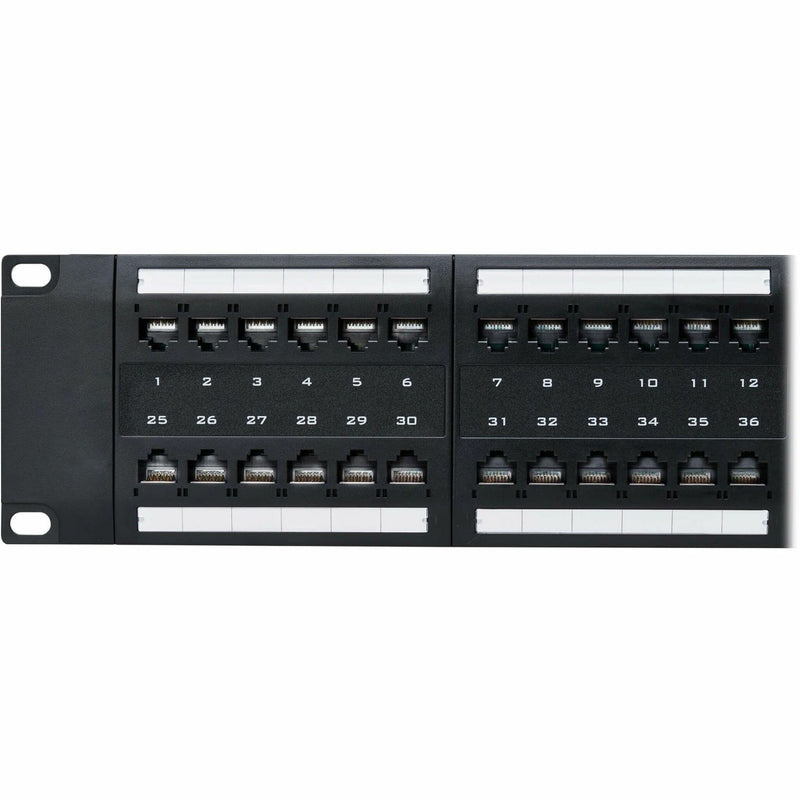 Detailed view of patch panel port section