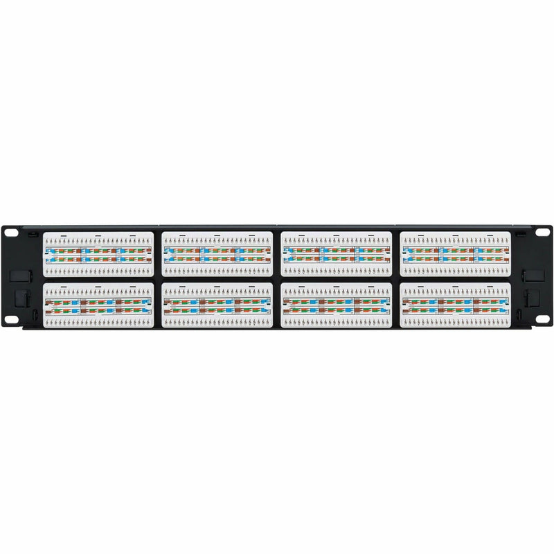 Rear view of patch panel termination blocks