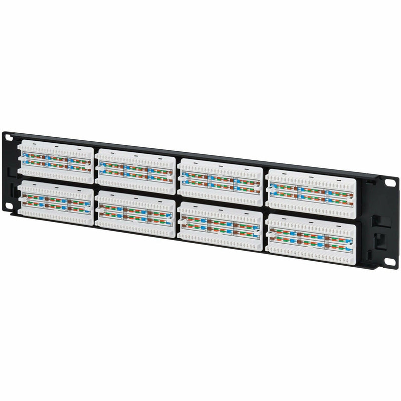 Side view of patch panel showing termination blocks