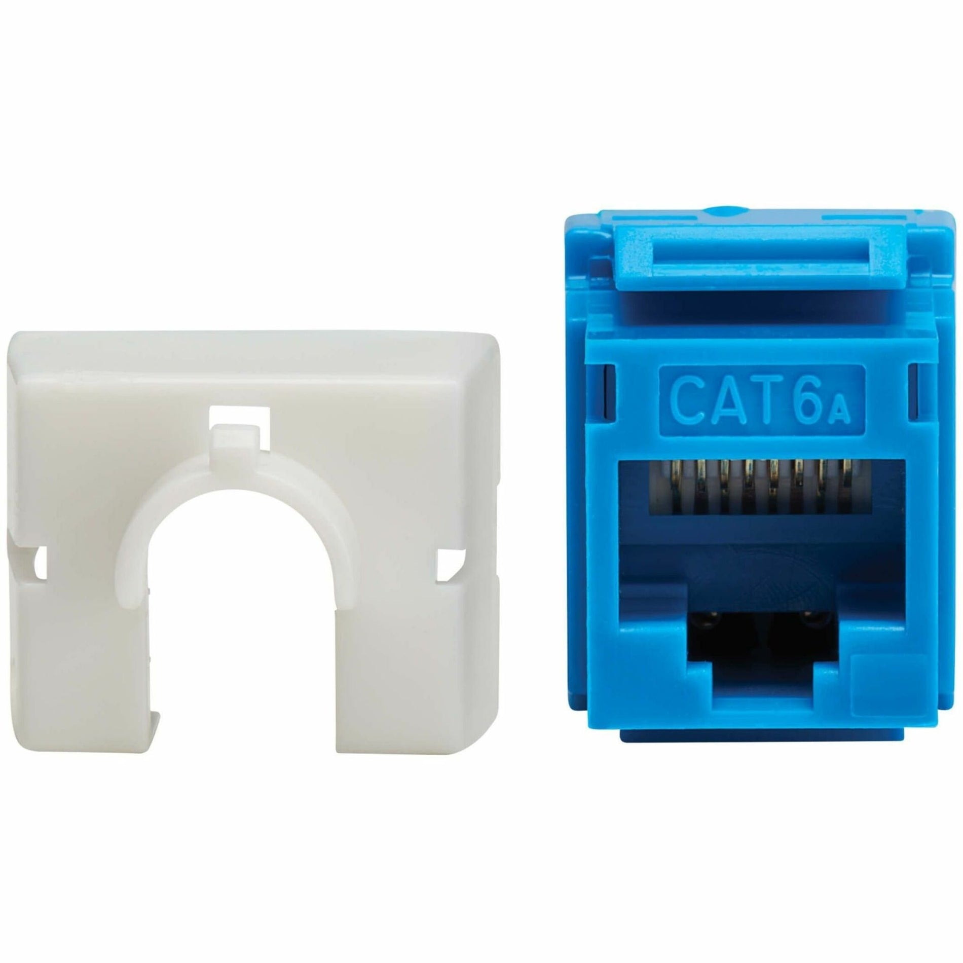 Close-up view of Cat6a keystone jack showing RJ-45 port and internal contacts-alternate-image2