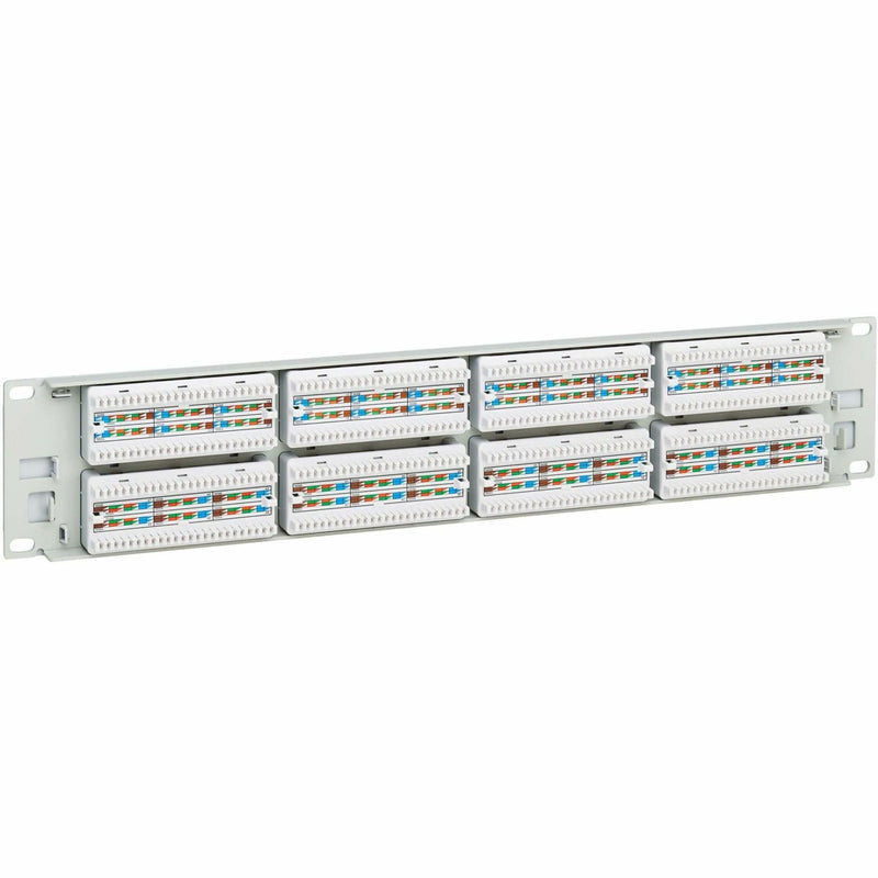 Rear view showing color-coded wiring system of patch panel