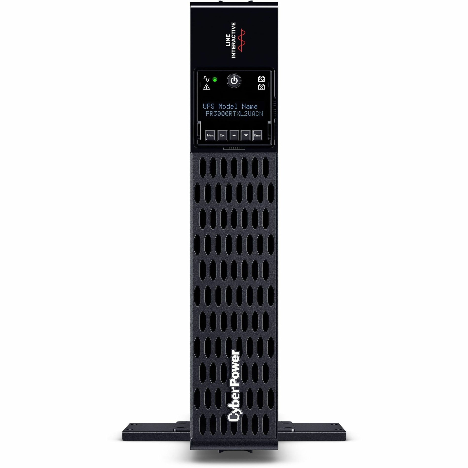 Tower configuration of CyberPower PR3000RTXL2UACN UPS with rotating display and mounting brackets-alternate-image2