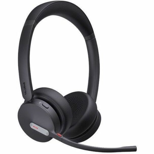 Yealink Essential Bluetooth Headset in matte black featuring dual ear cups, adjustable headband, and boom microphone for professional communications-alternate-image1