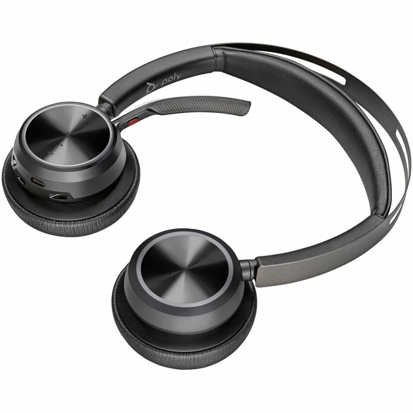 Close-up of Poly Voyager Focus 2 headset showing comfort features and build quality-alternate-image5