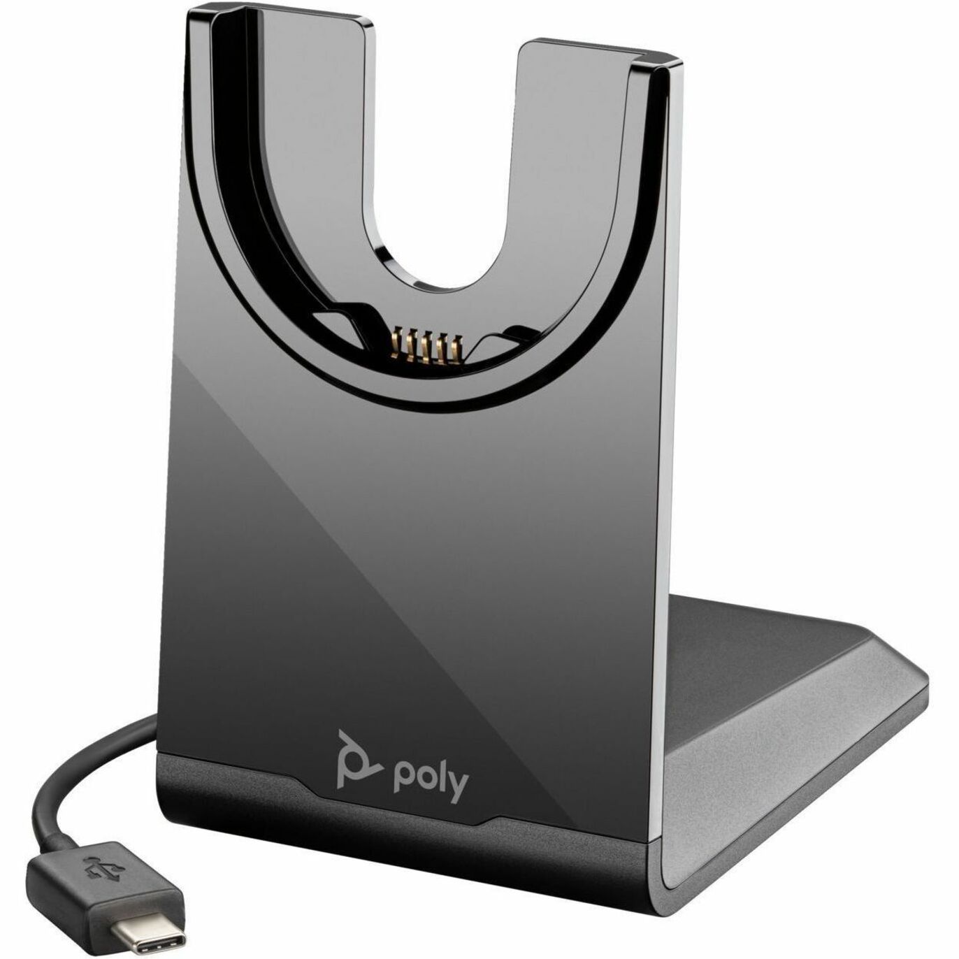 Close-up of Poly Voyager Focus 2 charging stand with USB-C connection-alternate-image10