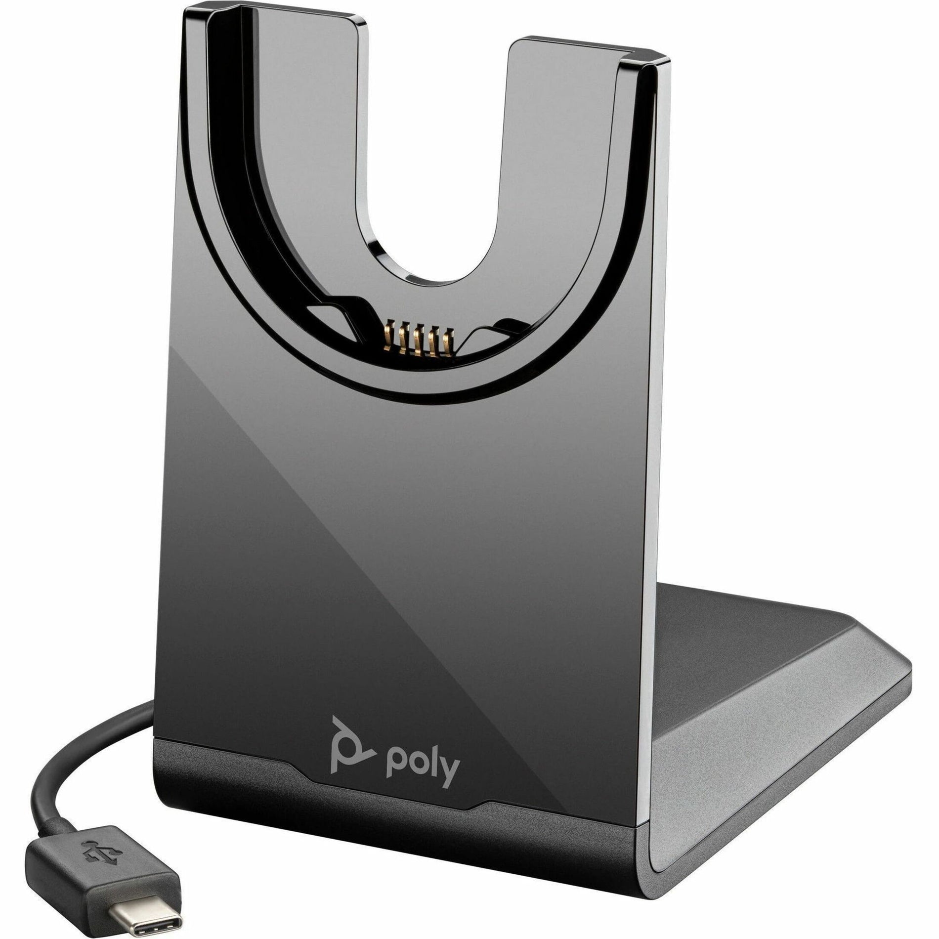 Close-up of Poly Voyager Focus 2 charging stand with USB-C connector-alternate-image5