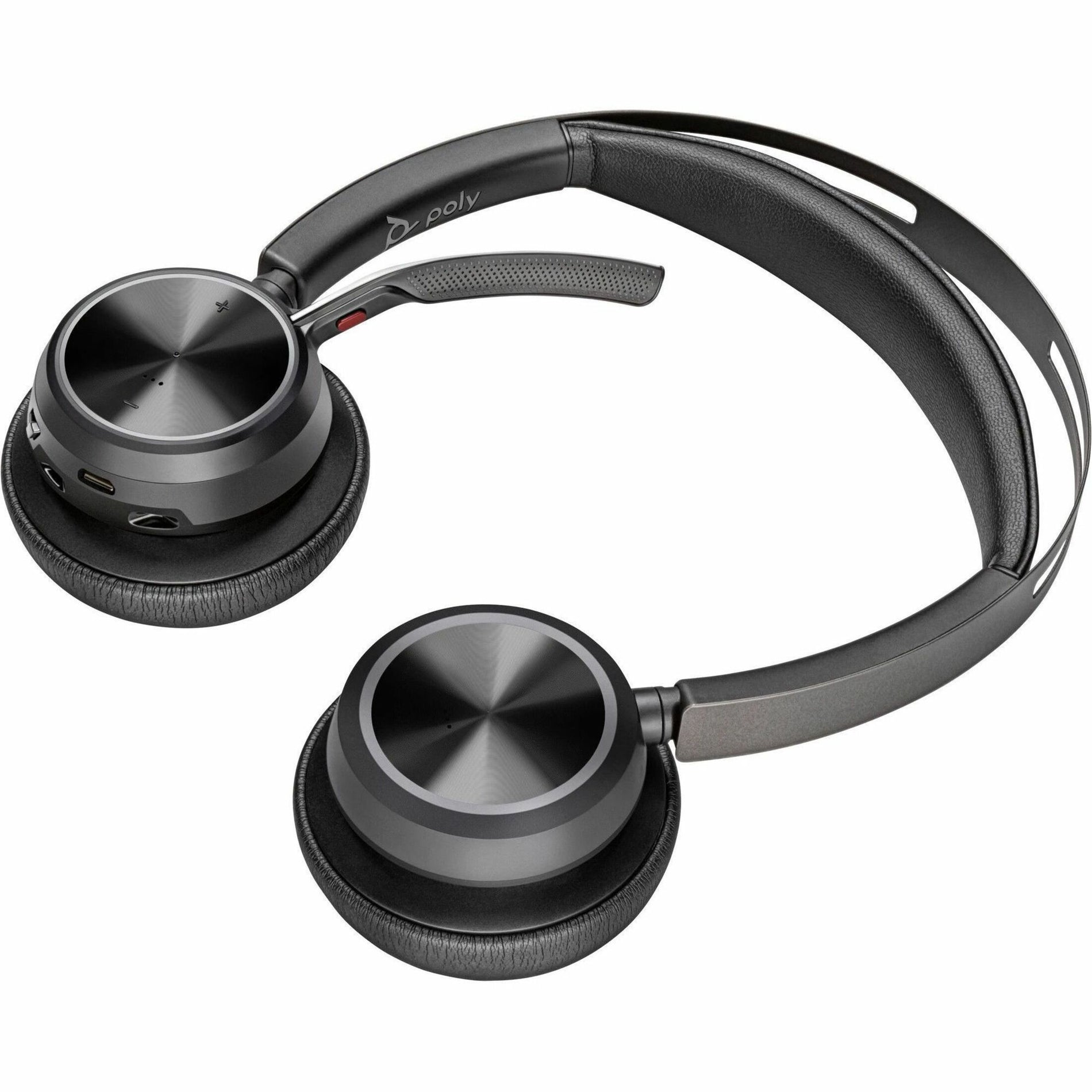 Detailed view of Poly Voyager Focus 2 headset ear cups and headband-alternate-image6