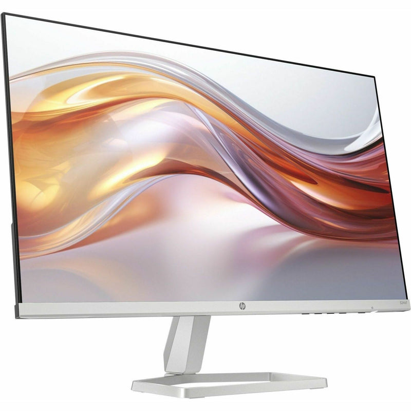 Angled view of HP 524sf monitor displaying vibrant colors and wide viewing angles