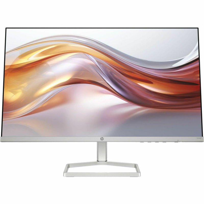 Side angle view of HP 524sf monitor highlighting adjustable stand and slim profile