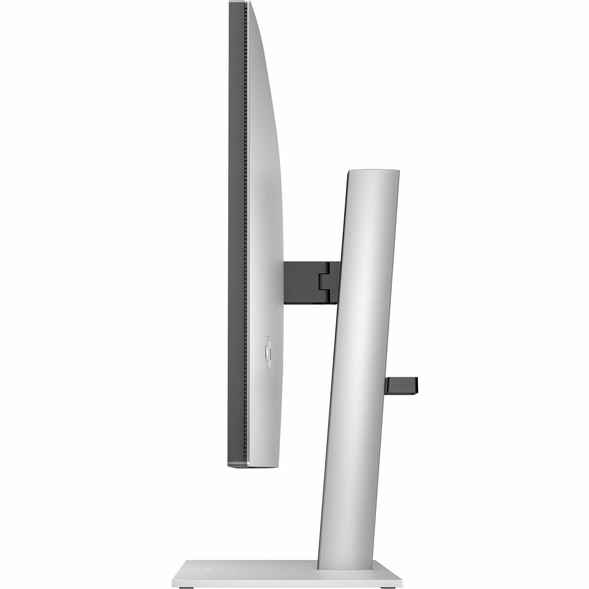 Side view of HP 727pm monitor showing sleek silver stand design and profile with height adjustment mechanism-alternate-image2