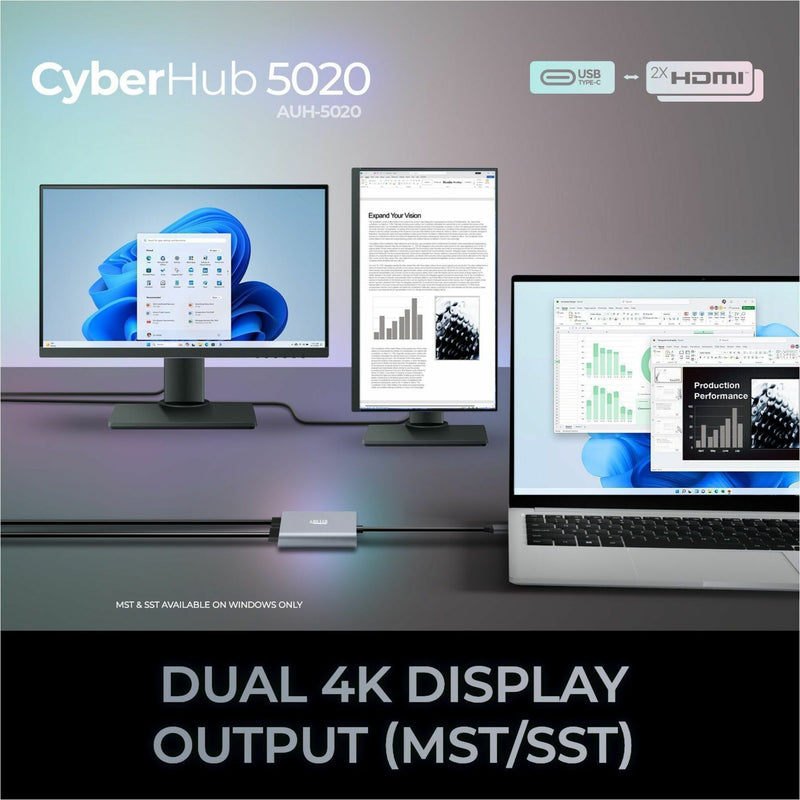 Dual 4K display setup demonstration with Adesso adapter