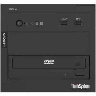 Close-up of ThinkSystem ST250 V3 front panel controls and DVD drive-alternate-image9