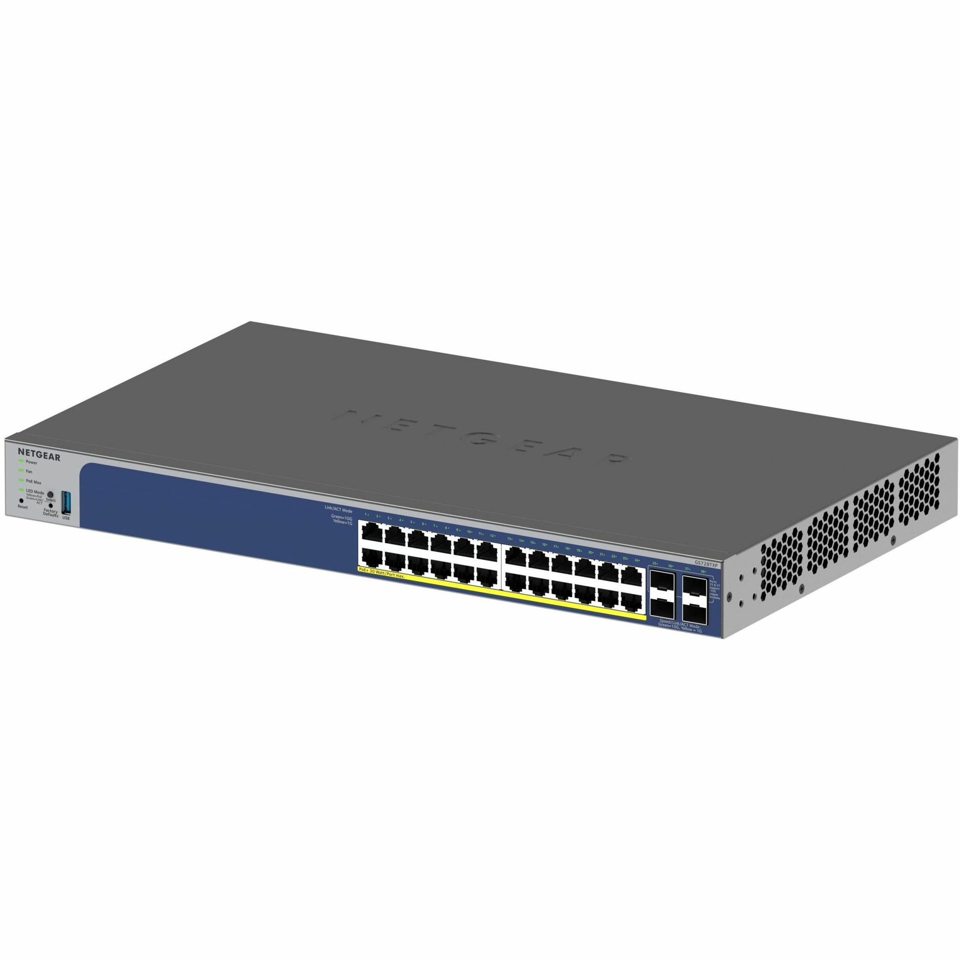 ネットギア 24ポート GE POE+ スマートスイッチ W/10G SFP+ (GS728TXP-300NAS)