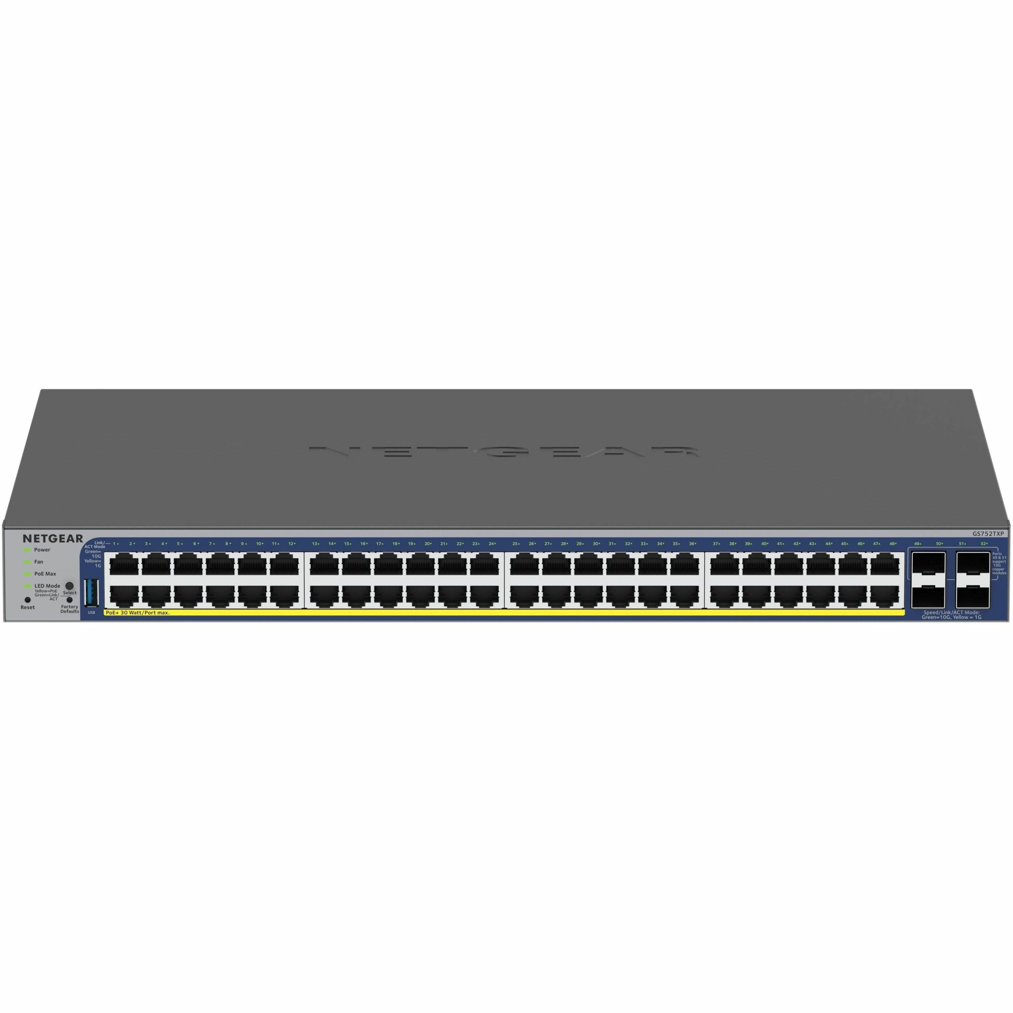 넷기어 48포트 기가비트 PoE+ 스마트 스위치 10G SFP+ (GS752TXP-300NAS)