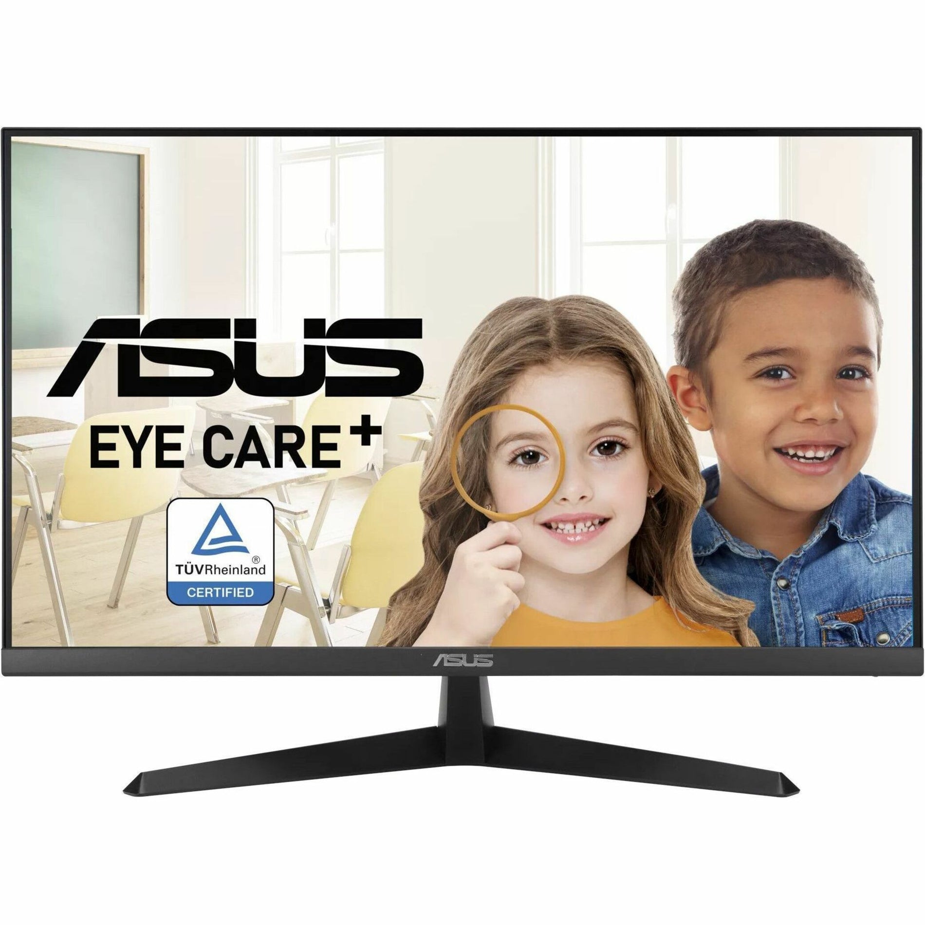 Three-quarter view of ASUS VY27UQ monitor showing slim profile and stand-alternate-image2