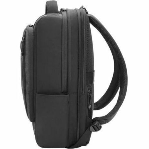 Side view of HP backpack showing ergonomic design and padding