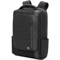 Front view of black HP professional backpack with vertical zipper accent-alternate-image1