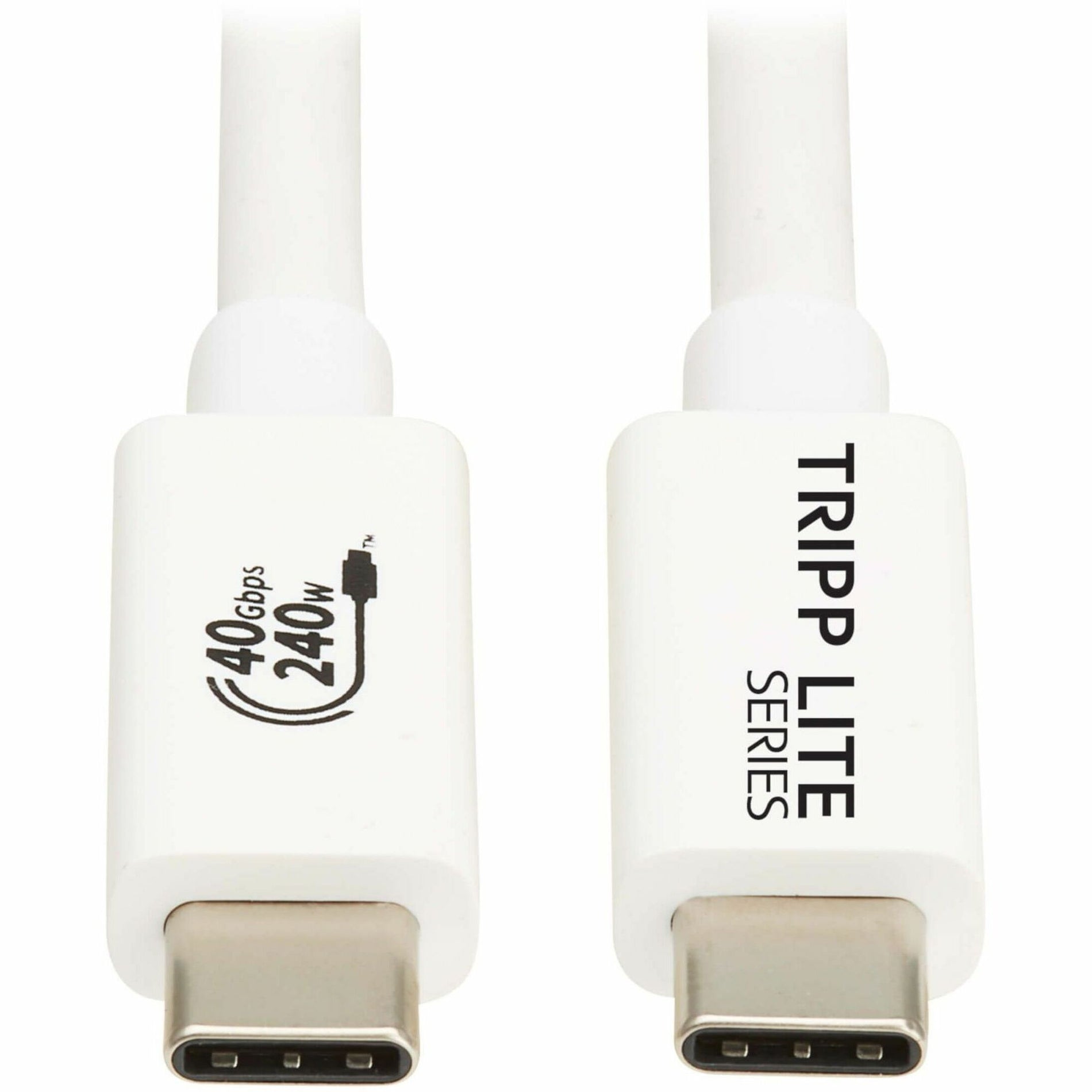 Close-up of USB4 Type-C connector ends showing 40Gbps and Tripp Lite branding-alternate-image2