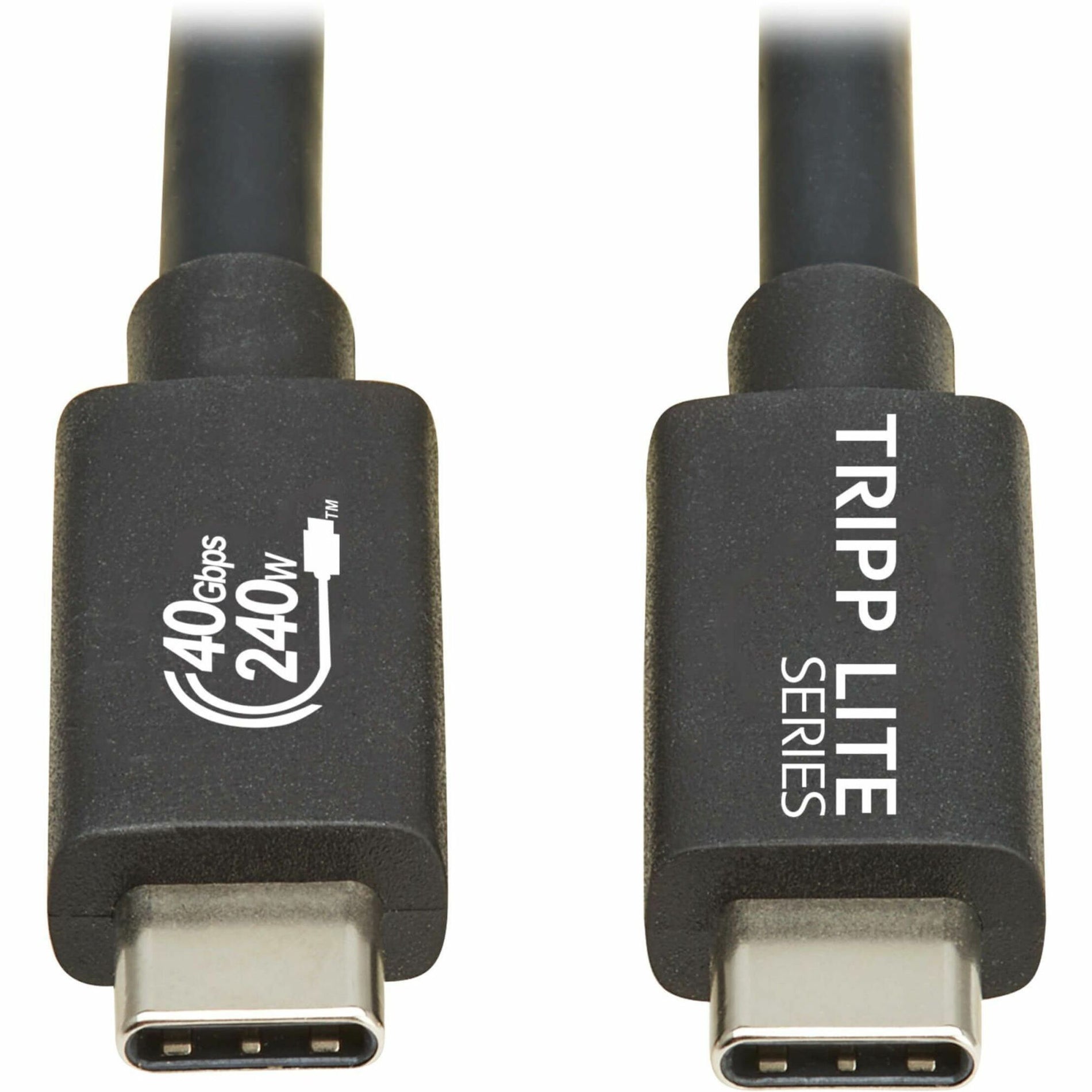 Close-up of USB-C connector ends showing 40Gbps and Tripp Lite branding-alternate-image2