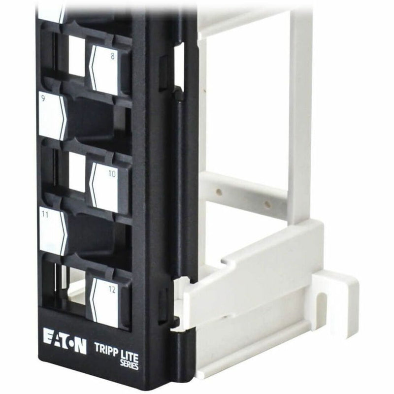 Detailed view of lower numbered ports on patch panel