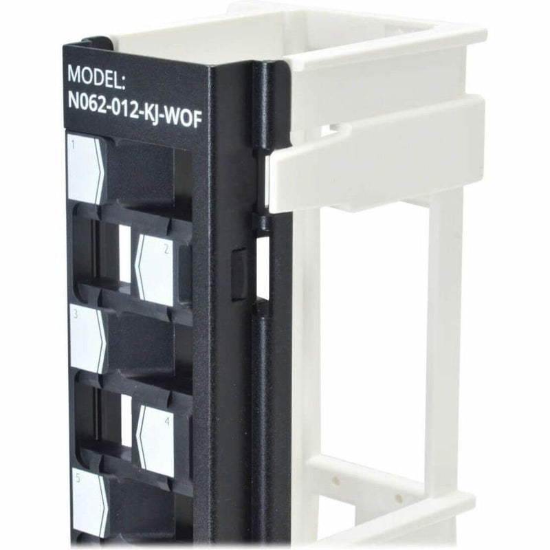 Close-up view of upper numbered ports on patch panel