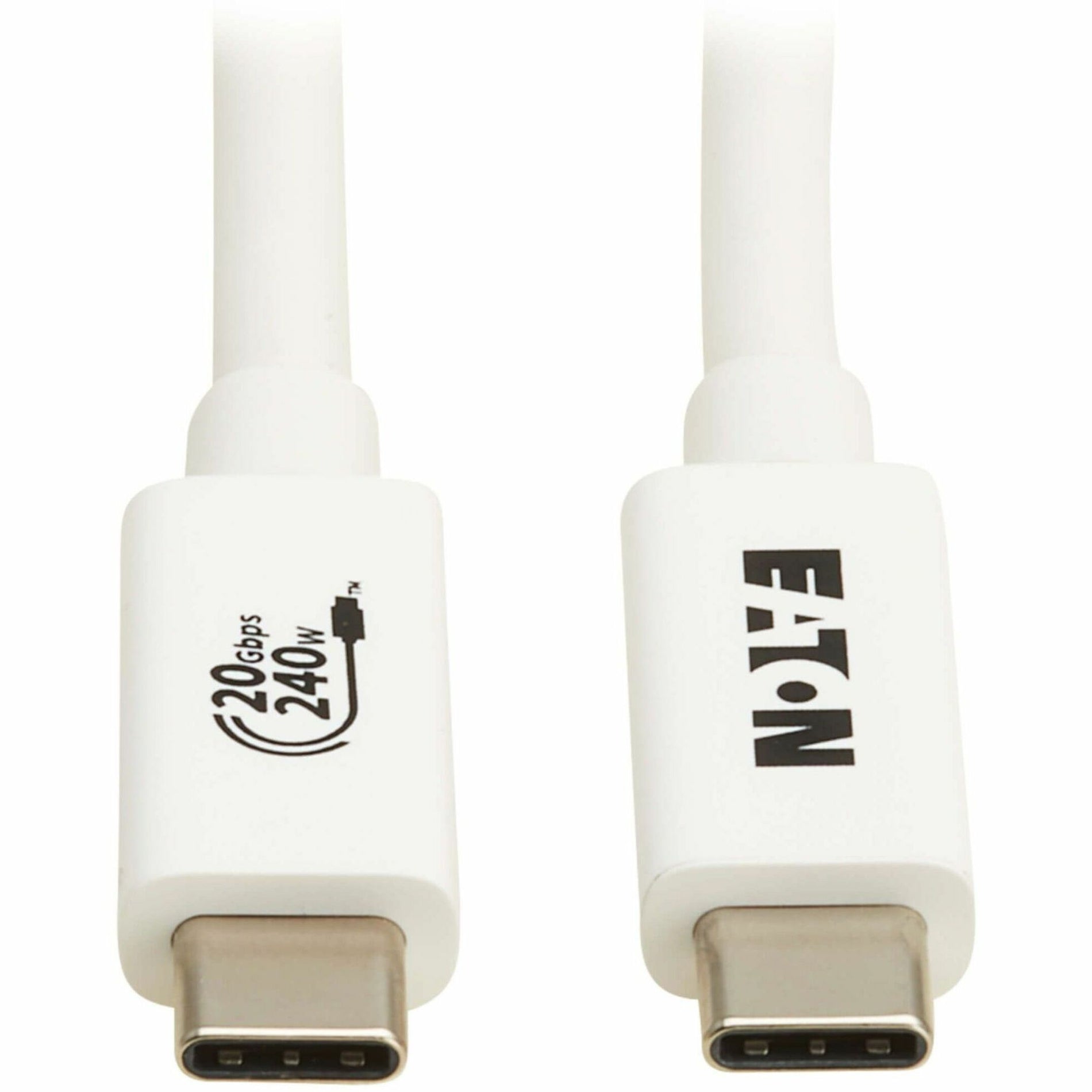 Close-up view of white USB4 Type-C connectors showing 20Gbps and 240W power delivery capabilities-alternate-image1