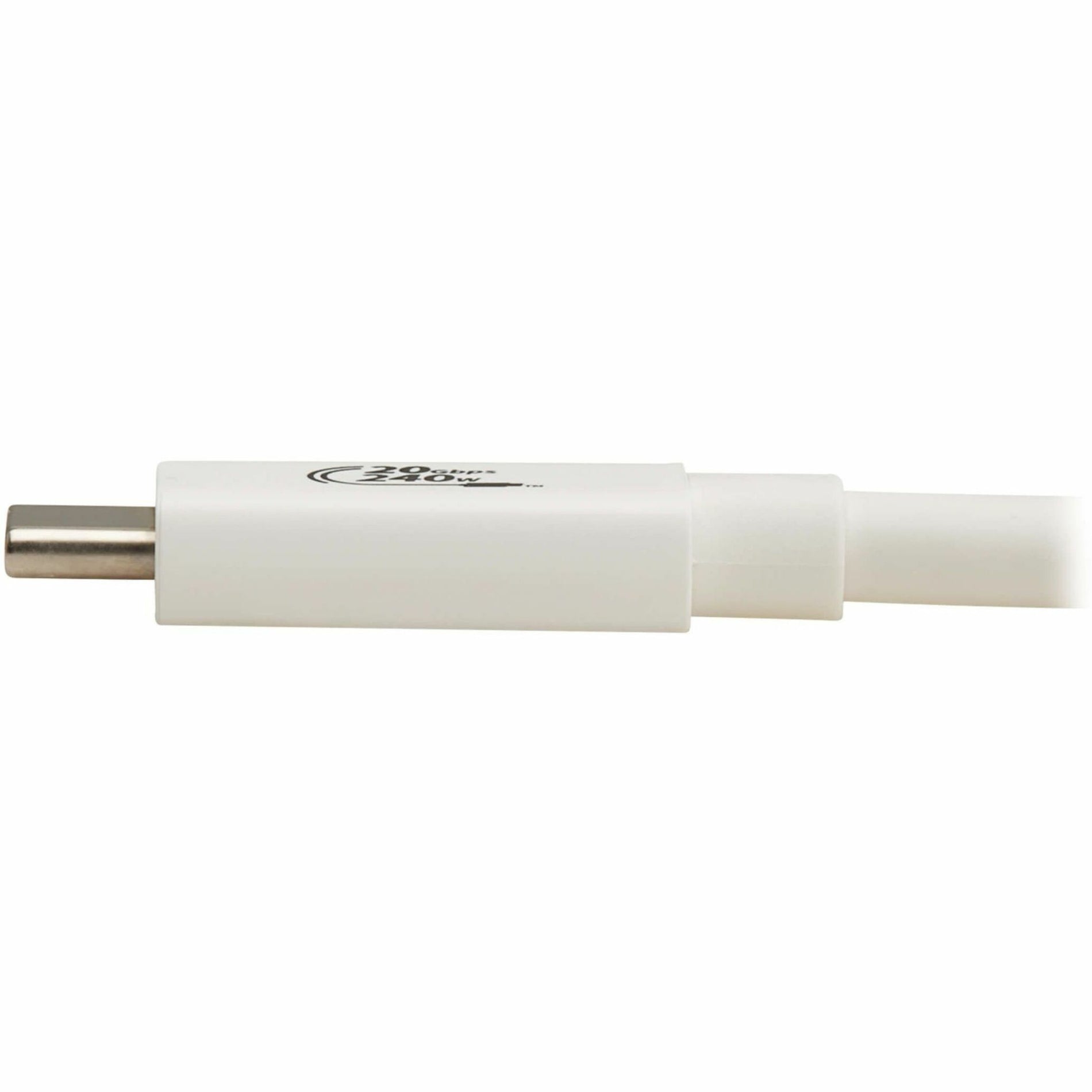 Side view of white USB4 cable showing streamlined design and strain relief-alternate-image3