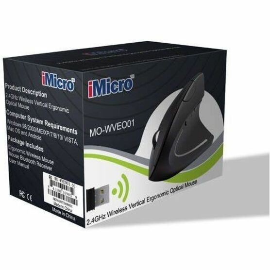 iMicro MO-WVEO01 เมาส์ออปติคอลแนวตั้งไร้สาย 2.4GHz แบบเออร์โกรโนมิค