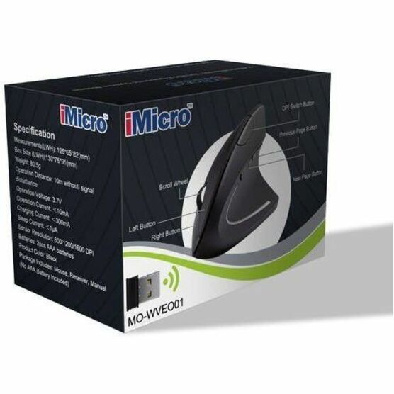 iMicro MO-WVEO01 Mouse Ottico Ergonomico Verticale Wireless 2.4GHz