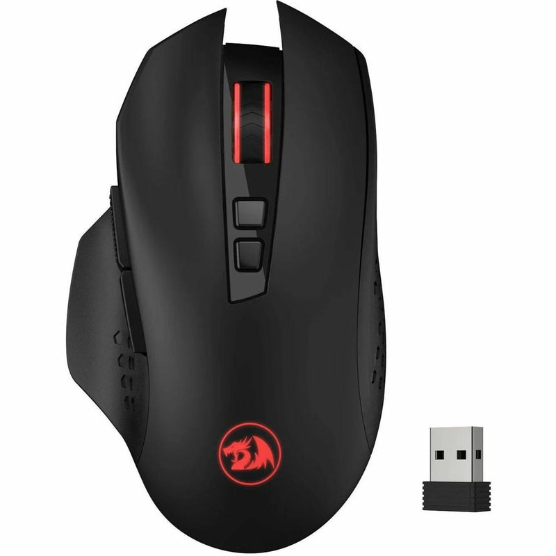 Top view of Redragon M656 gaming mouse with wireless receiver