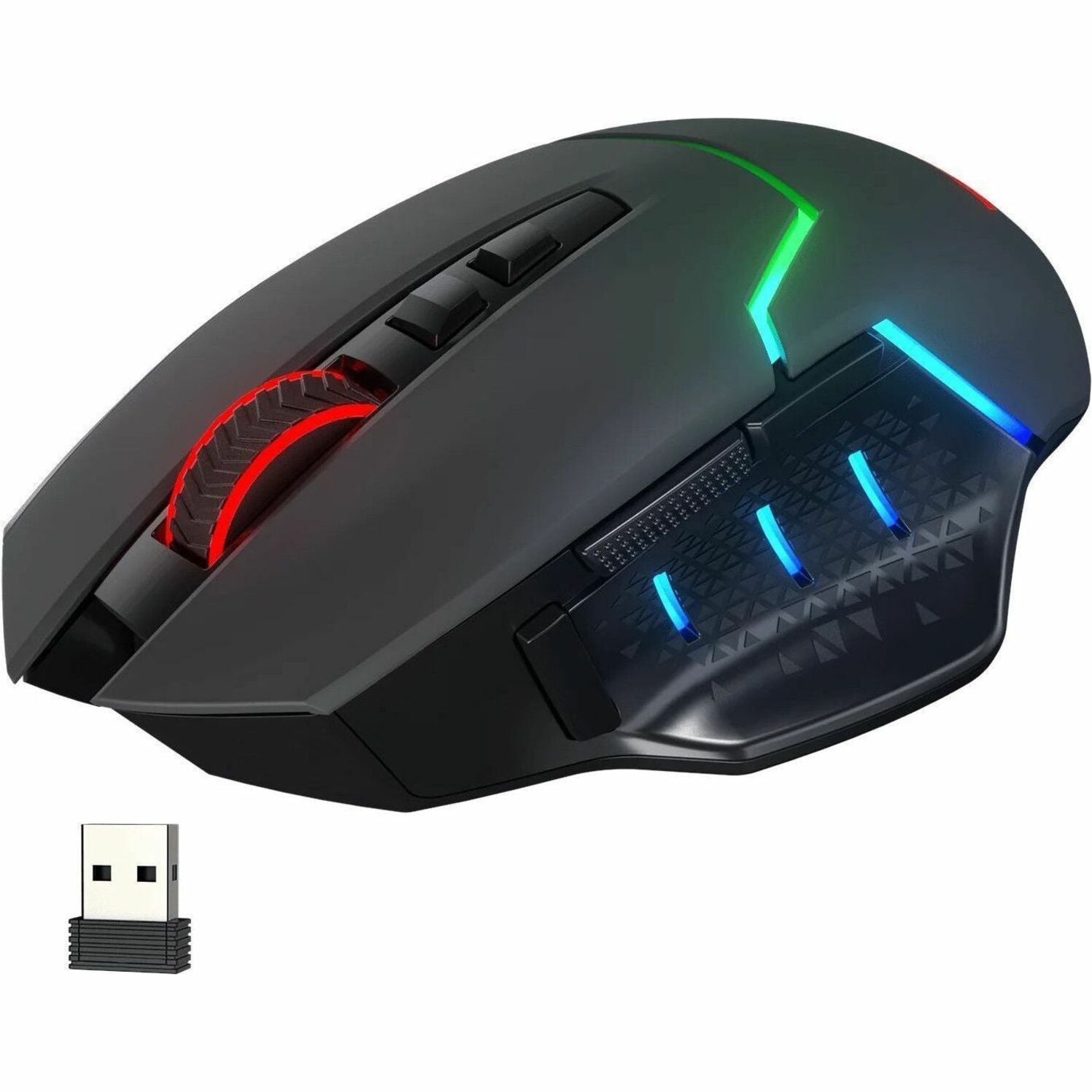 Redragon Mirage Pro M690 wireless gaming mouse with RGB lighting, featuring black matte finish and illuminated accents-alternate-image1