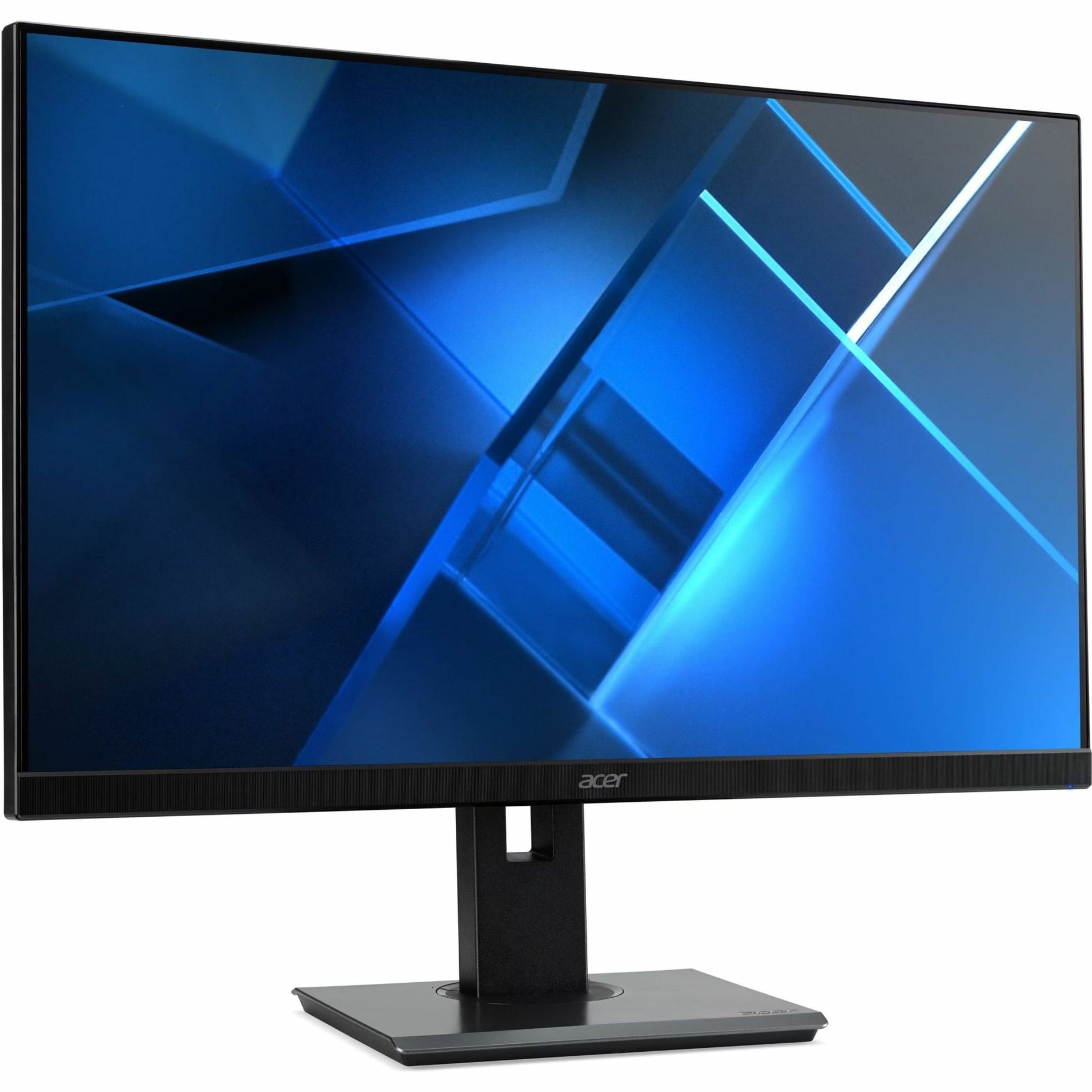 Front view of Acer B277U monitor displaying vibrant blue geometric patterns-alternate-image4