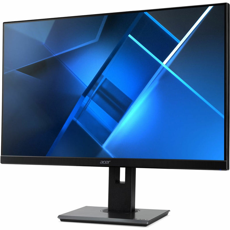 Front view of Acer Vero B277 TAA 27-inch monitor displaying vibrant blue geometric patterns on screen