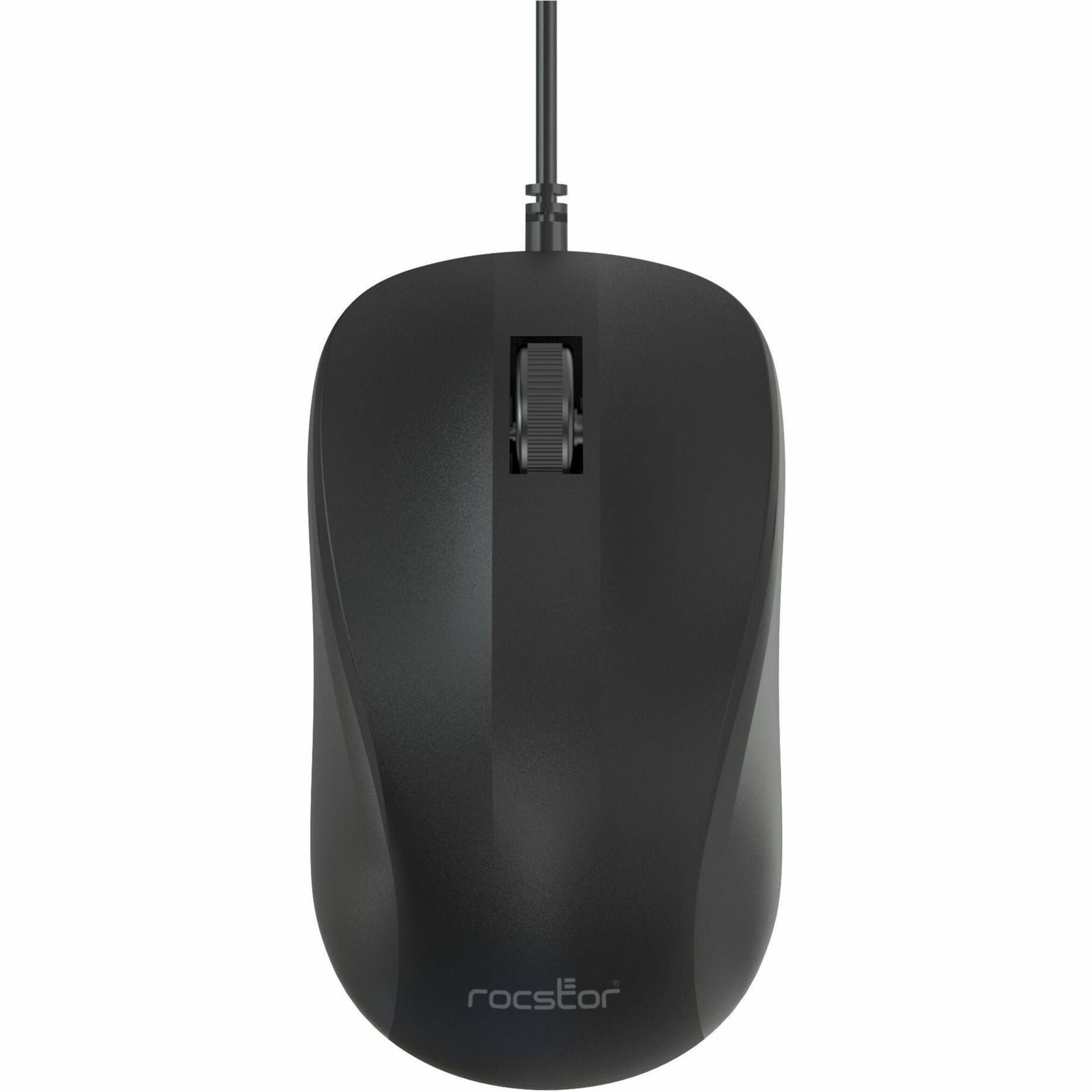 Rocstor Premium QM1 Silent Optical Mouse, 1200 DPI, USB Wired, Ergonomic Contoured Design, Plug & Play, Compatible with Windows 11/10/8.1/8/7 & macOS, Black - Y10P022-B1 (2 Year Warranty)