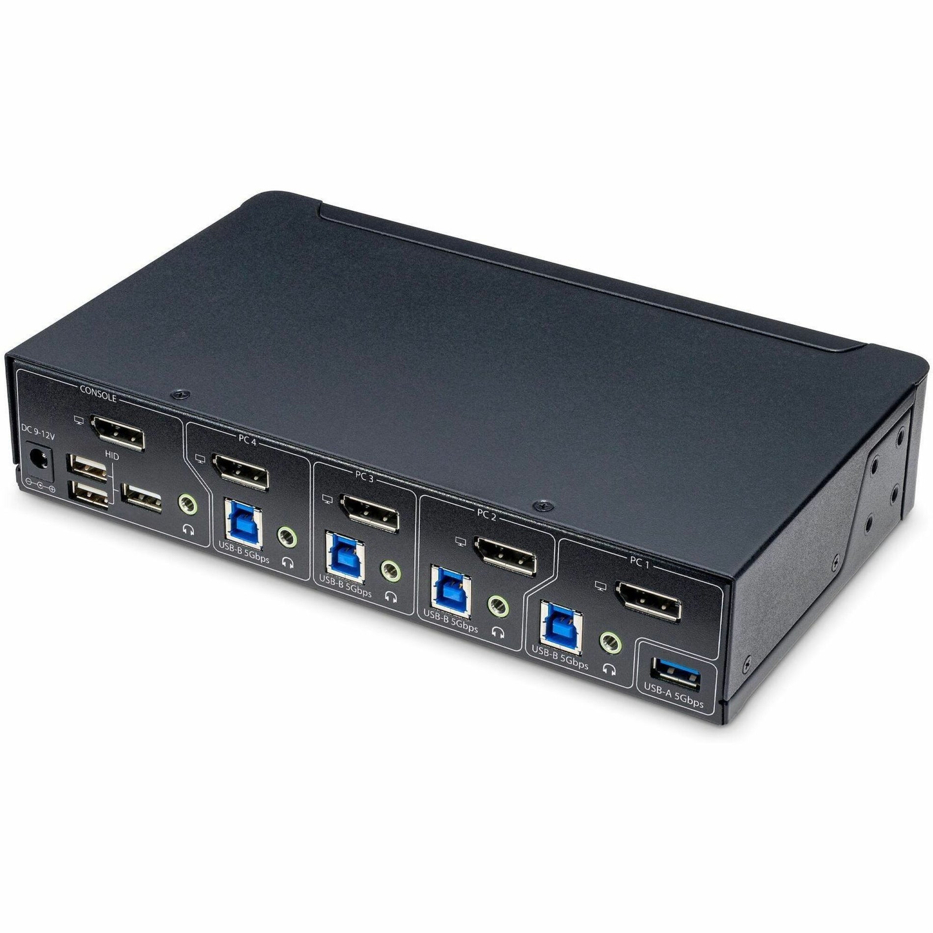 Rear view of KVM switch showing DisplayPort, USB, and audio connections-alternate-image2