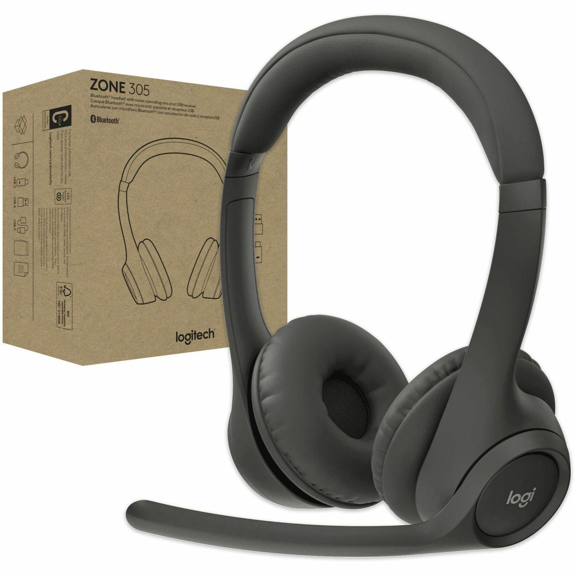 Logitech Zone 305 Headset TEAMS met Dongle (981-001450)