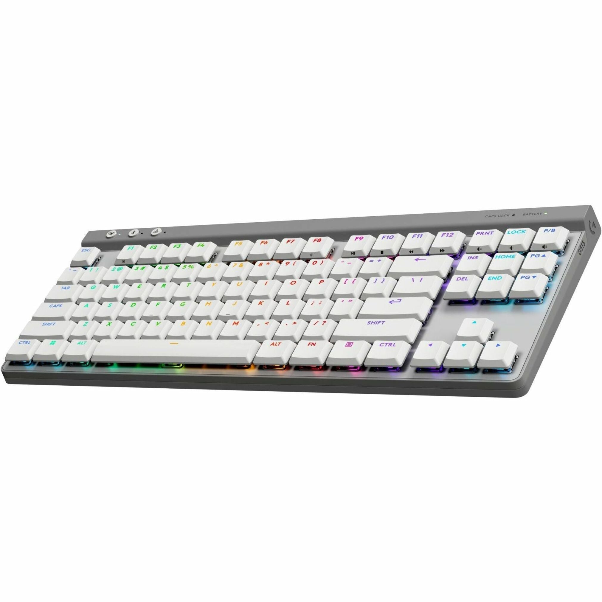 Logitech G515 LIGHTSPEED TKL Gaming Keyboard, Mechanical, RGB LED Backlit, Wired/Wireless, Bluetooth, Low-profile Keys, Detachable Cable, White - 920-012537 (2 Year Warranty)