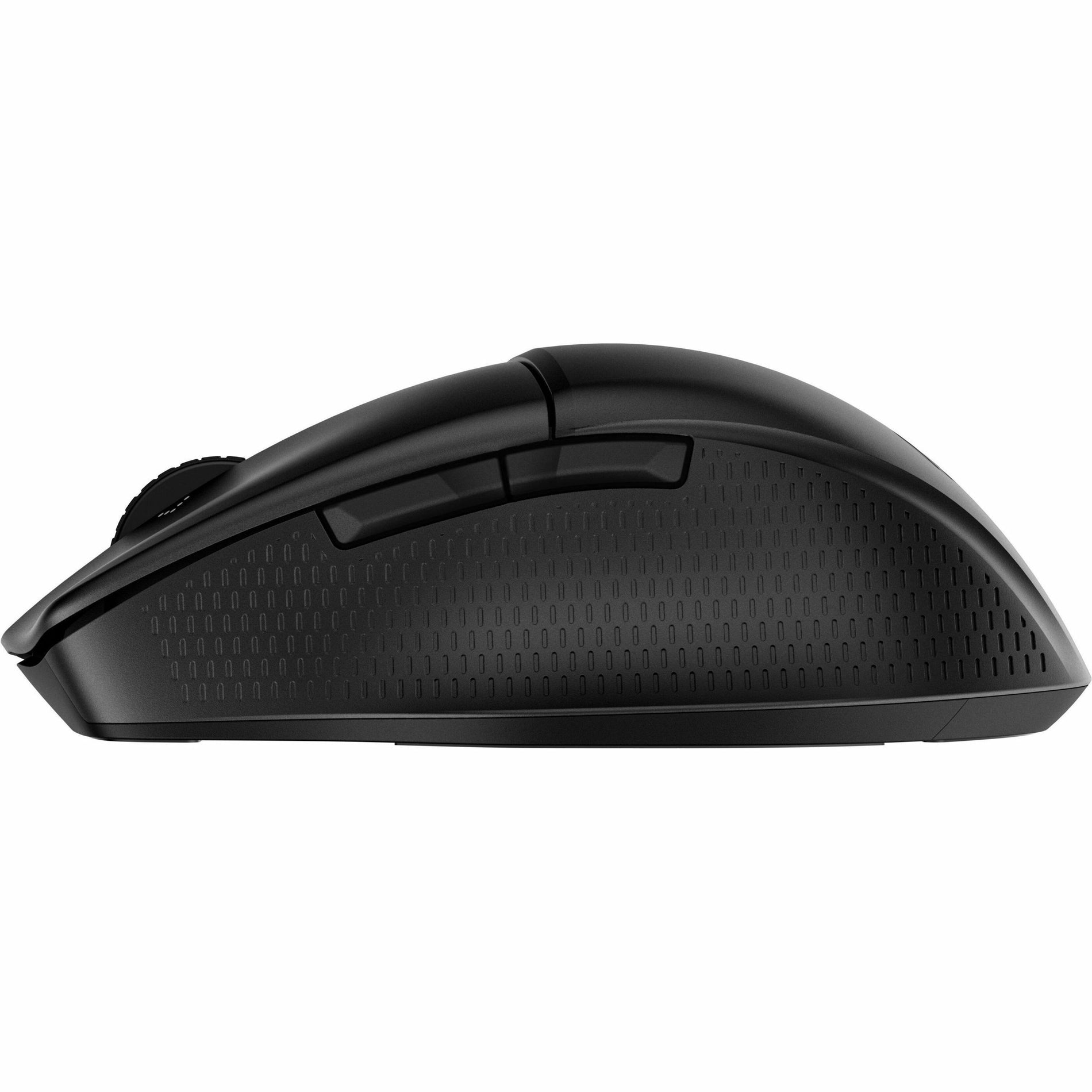 Profile view of HP wireless mouse highlighting ergonomic shape and texture pattern-alternate-image3