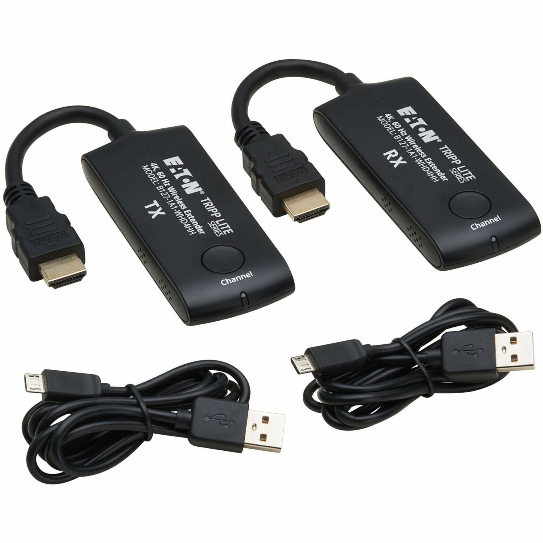 Complete HDMI extender kit showing units and USB power cables-alternate-image8