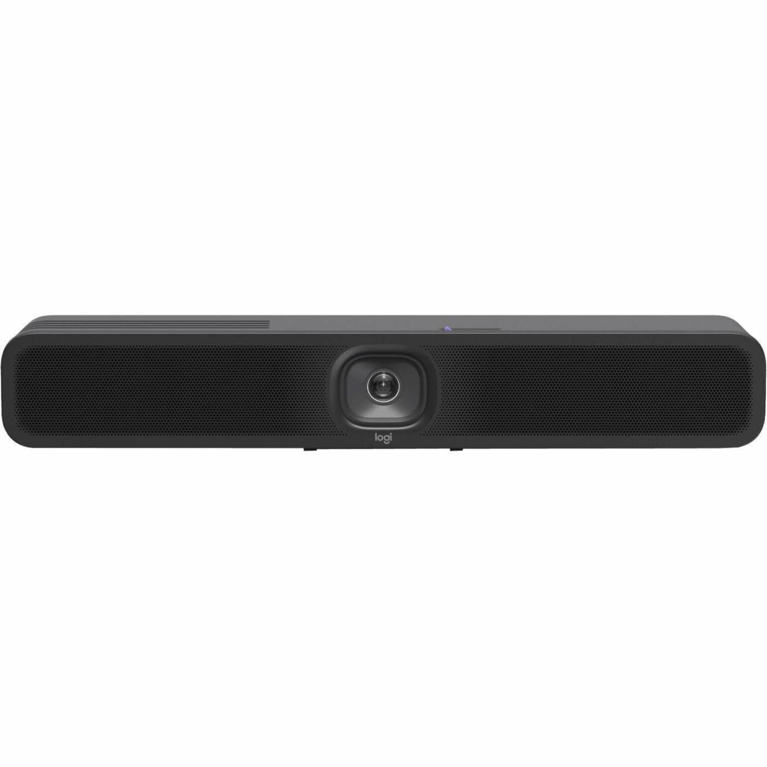 Front view of Logitech MeetUp 2 video conferencing bar showing integrated camera and speaker array-alternate-image1