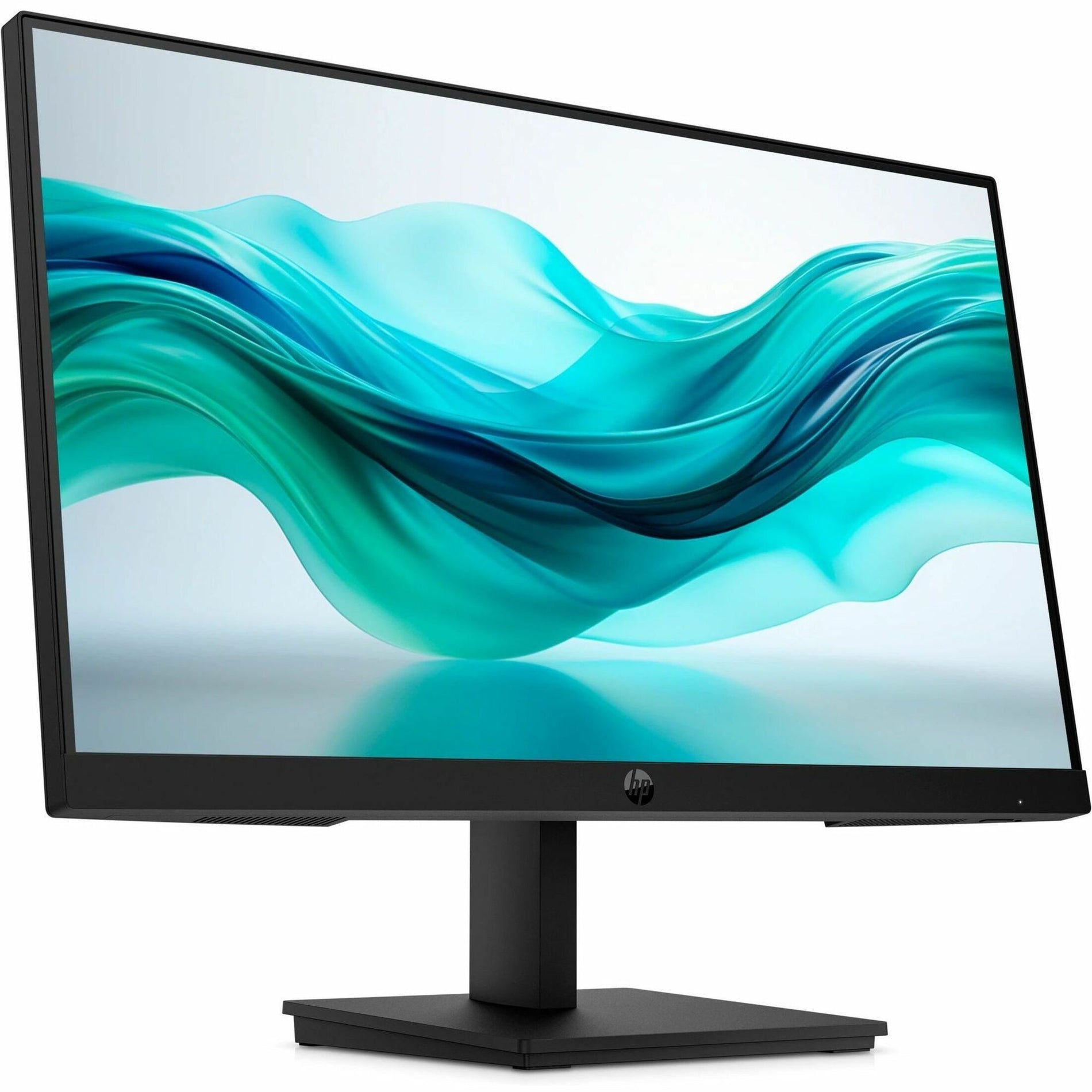 Front view of HP 322pf monitor displaying vibrant turquoise wave pattern on white background-alternate-image1